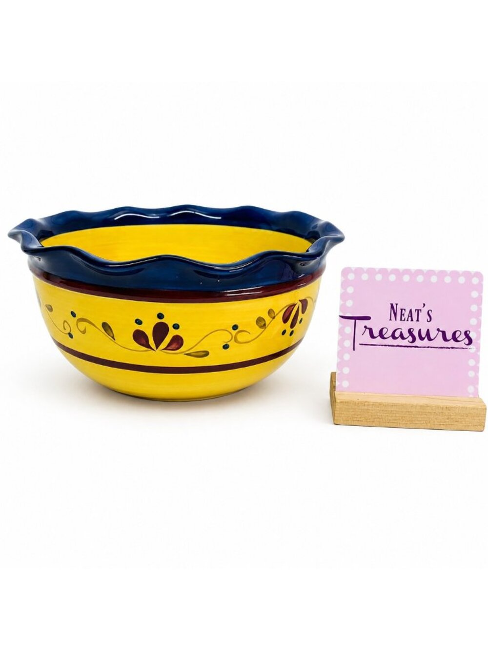 Home & Garden Party WELCOME HOME 2005 Stoneware Floral Large Salad Serving Bowl
